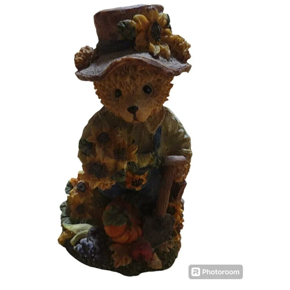 Bears With Sunflower On Hat With Pumpkin